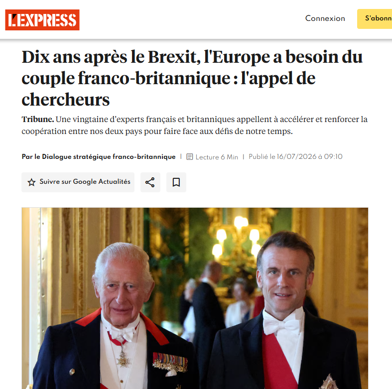 Tribune l'Express Dialogue stratégique franco-britannique